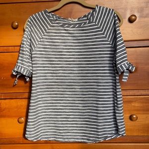 Gray and white striped top